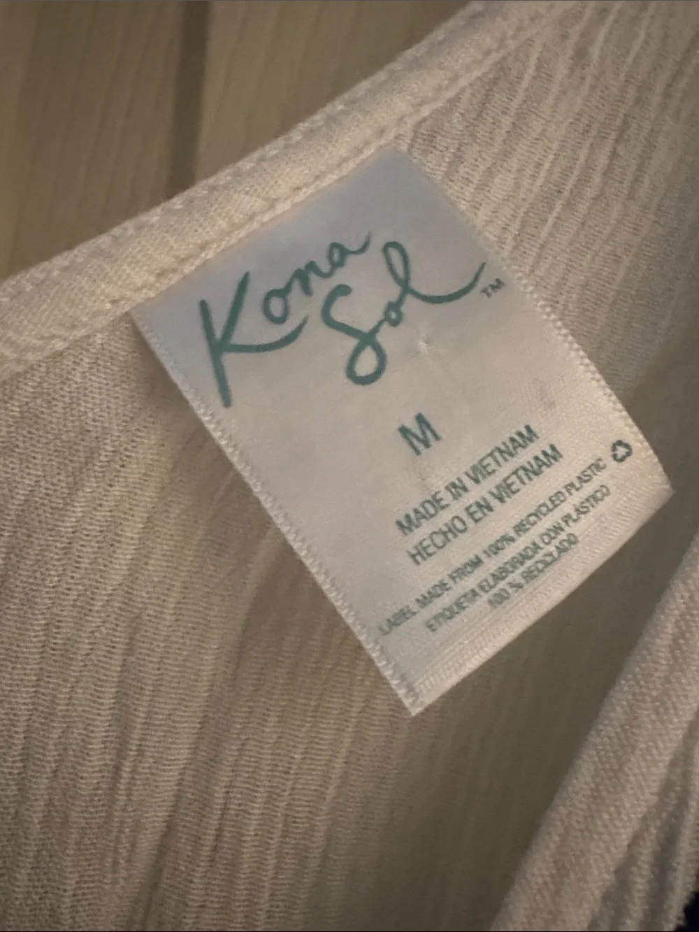NWOT Kona Sol White Women's Beach Coverup With Embroidery